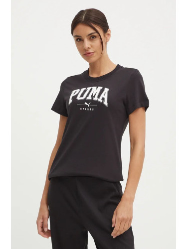 Памучна тениска Puma в черно 681537