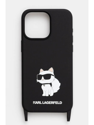 Кейс за телефон Karl Lagerfeld iPhone 15 Pro Max 6.7" в черно KLHCP15XSCBSCNK