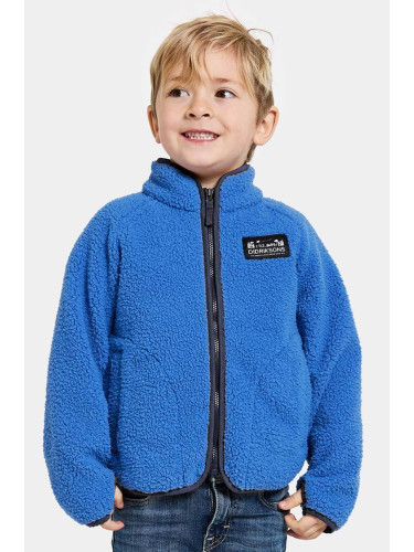 Детски поларен суичър Didriksons GIBBS KIDS FULLZIP в синьо с изчистен дизайн 505577