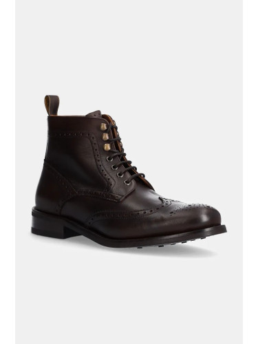 Кожени обувки Hackett London JAME BROGUEBOOT в кафяво HMS21425