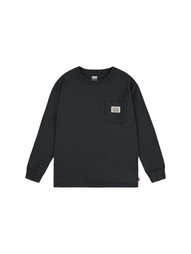 Детски суичър Levi's LONG SLEEVE POCKET TEE в черно с изчистен дизайн 9EL555