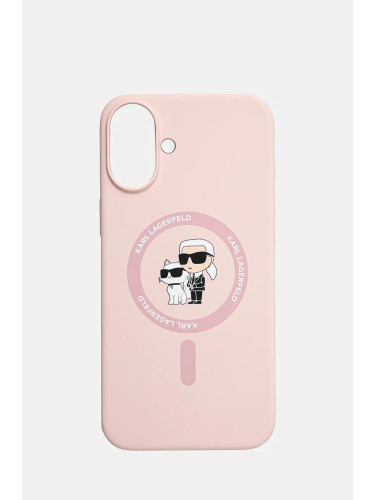 Кейс за телефон Karl Lagerfeld iPhone 16 Plus 6.7 в розово KLHMP16MSCMKCRHP