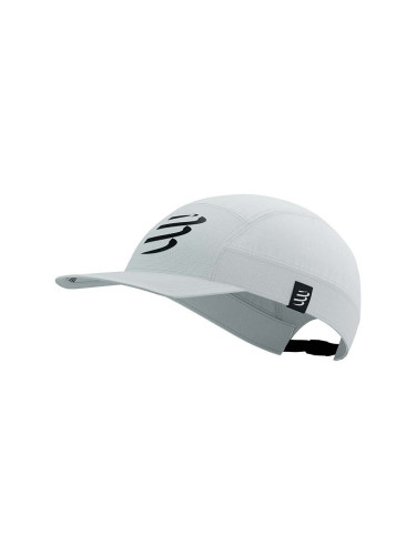 Шапка с козирка Compressport 5 Panel Light Cap в бяло с десен CU00097B