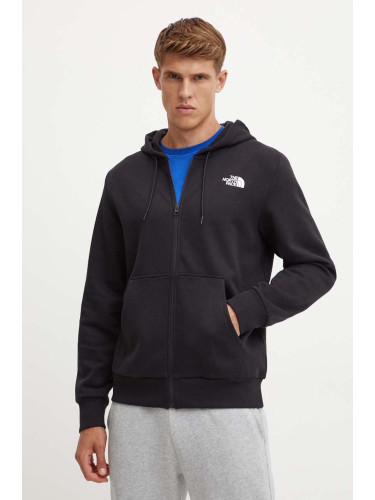 Суичър The North Face Simple Dome Full Zip Hoodie в черно с качулка с принт NF0A89FDJK31