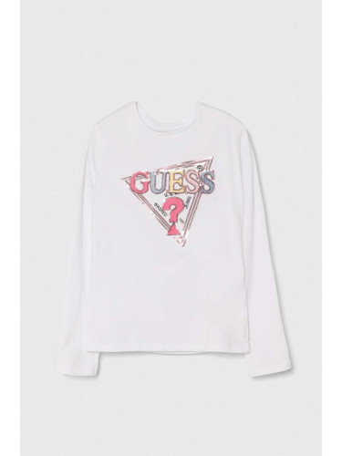 Детска блуза с дълги ръкави Guess в бяло J4YI05 K6YW4