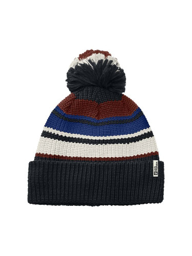 Детска шапка Jack Wolfskin POMPOM BEANIE в тъмносиньо