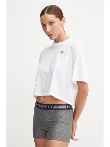 Тениска за трениране Under Armour Boxy Crop Logo в бяло 1386845