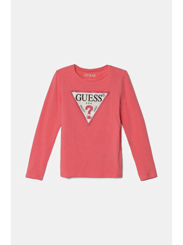 Детска блуза с дълги ръкави Guess в розово J2YI50 K6YW1