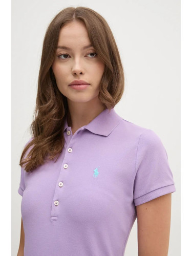 Памучна тениска с яка Polo Ralph Lauren в лилаво 211939271