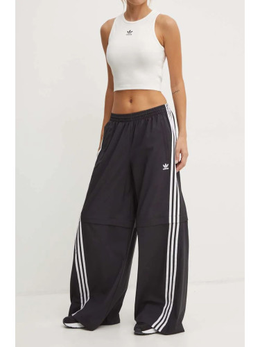 Спортен панталон adidas Originals Oversized Zip Off Track Pant в черно с апликация JM9254