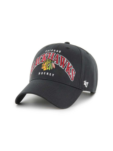 Шапка с козирка 47 brand NHL Chicago Blackhawks в черно с апликация H-BRDFL04CTP-BK