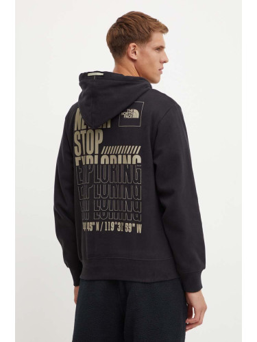 Памучен суичър The North Face Coordinates Hoodie в черно с качулка с принт NF0A89D9JK31