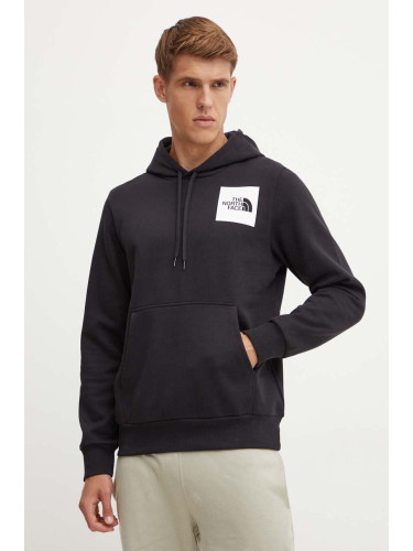 Суичър The North Face Fine Hoodie в черно с качулка с принт NF0A89EUJK31