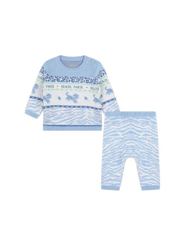 Детски памучен анцуг Kenzo Kids в синьо K60441