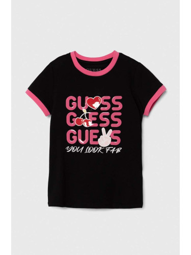 Детска тениска Guess в черно J4YI08 K6YW4