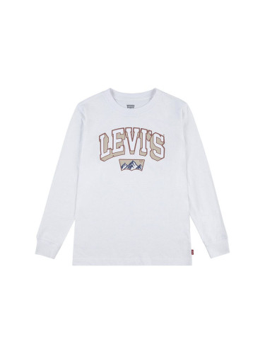 Детска блуза с дълги ръкави Levi's ACADEMIC ADVENTURER LS TEE в бяло с принт 9EL440