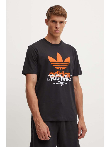 Памучна тениска adidas Originals в черно с принт IZ2578