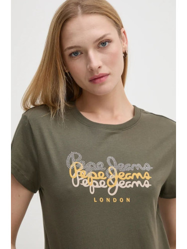 Памучна тениска Pepe Jeans GALEY в зелено PL505941