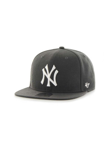 Шапка с козирка 47 brand MLB New York Yankees в сиво с апликация B-NSHOT17WBP-CCA