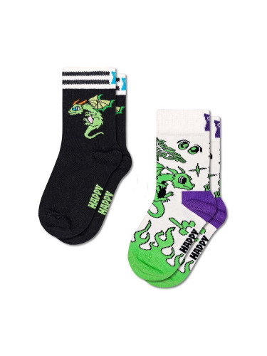 Детски чорапи Happy Socks Kids 2-Pack Dragon Socks (2 чифта) в зелено P001476