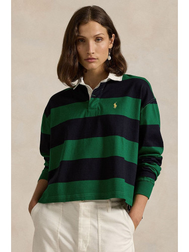 Памучна блуза с дълги ръкави Polo Ralph Lauren в зелено 211943012