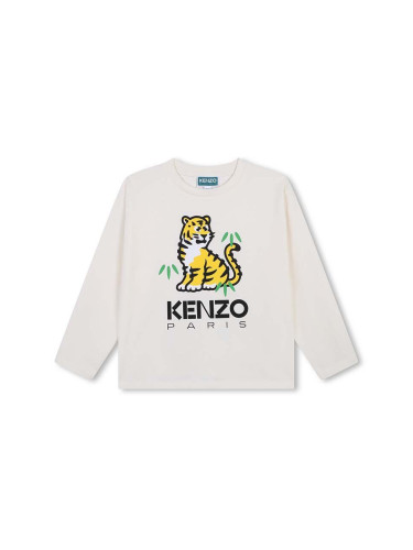 Детска блуза с дълги ръкави Kenzo Kids в бежово с принт K60740