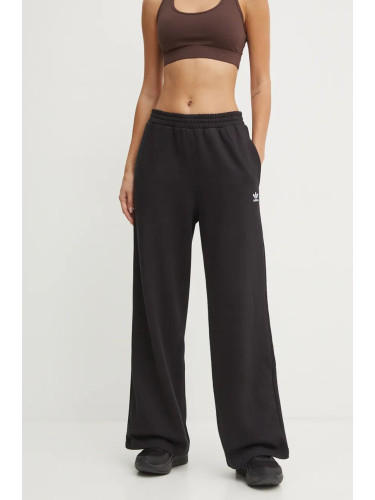 Спортен панталон adidas Originals Femme Galore Wideleg Fleece Pants в черно с изчистен дизайн JN3030