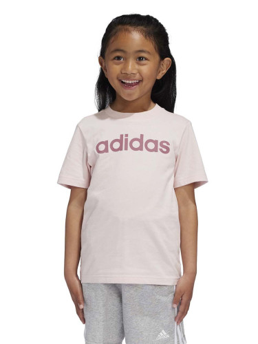 Детска памучна тениска adidas LK LIN CO TEE в розово IW0874