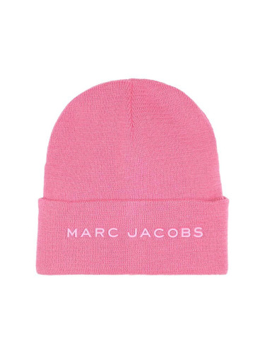 Детска шапка с вълна Marc Jacobs в розово от плътен трикотаж W60346