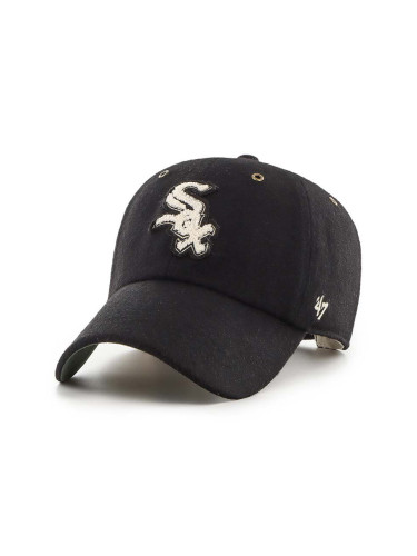 Вълнена шапка с козирка 47 brand MLB Chicago White Sox в черно с апликация B-PNTCU06WIS-BK