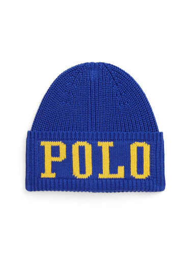 Детска памучна шапка Polo Ralph Lauren в синьо  323953210001