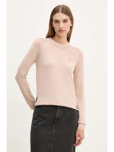 Вълнен пуловер G-Star дамски в бежово от лека материя D25509-D847