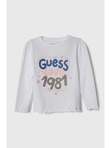 Детска блуза с дълги ръкави Guess в бяло K4YI16 K6YW4