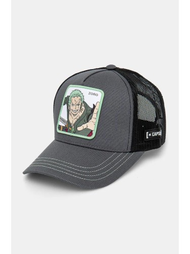 Детска шапка с козирка Capslab One Piece Capslab Trucker в сиво с апликация CL.OP1.3.ZOR1