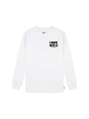 Детска блуза с дълги ръкави Levi's GIDDY UP LS TEE в бяло с принт 9EL428