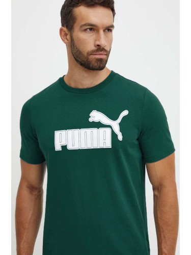 Тениска Puma в зелено с принт 681861