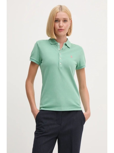 Памучна тениска с яка Polo Ralph Lauren в зелено 211939271