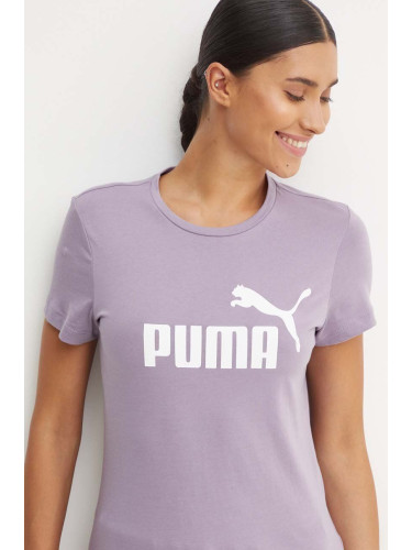 Детска памучна тениска Puma в лилаво