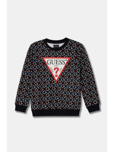 Детски памучен суичър Guess в черно с десен N4BQ01 KAD73