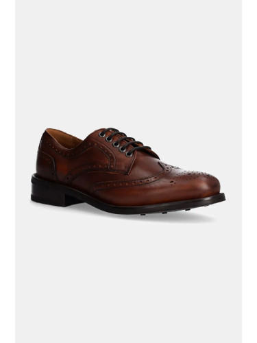 Кожени половинки обувки Hackett London JAME BROGUE в кафяво HMS21426