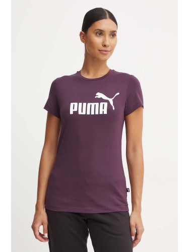 Детска памучна тениска Puma в лилаво