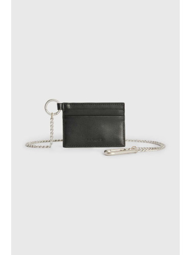 Кожен калъф за карти AllSaints MAKOTO CHAIN CARD HO в черно M169XB