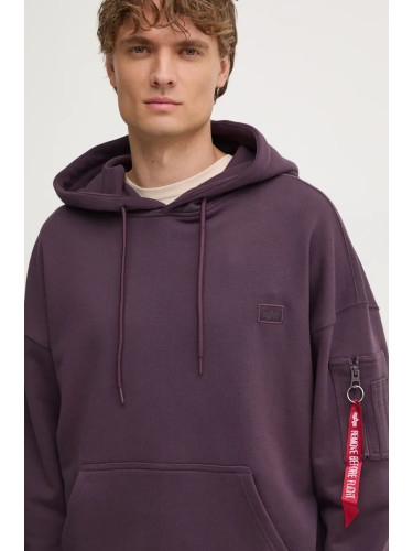 Суичър Alpha Industries Essentials RL в лилаво с качулка с изчистен дизайн 146335