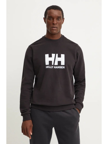 Памучен суичър Helly Hansen HH LOGO в черно с принт 30395