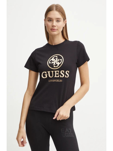 Памучна тениска Guess STACIE в черно V4BI00 I3Z14