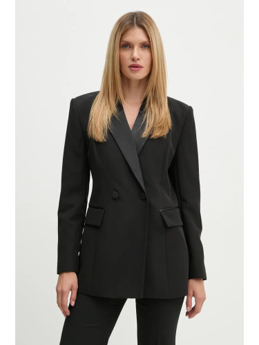 Сако Bruuns Bazaar RubysusBBTuxi blazer в черно с двуредно закопчаване с изчистен дизайн BBW4114