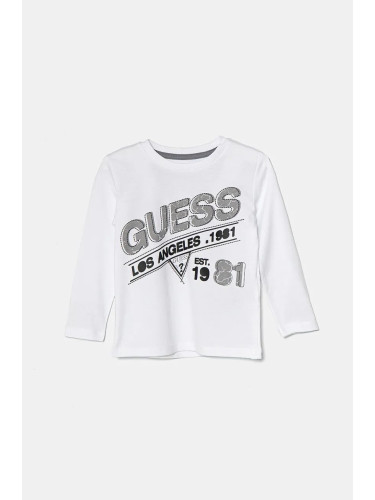 Детска блуза с дълги ръкави Guess в бяло с принт N4BI11 I3Z14