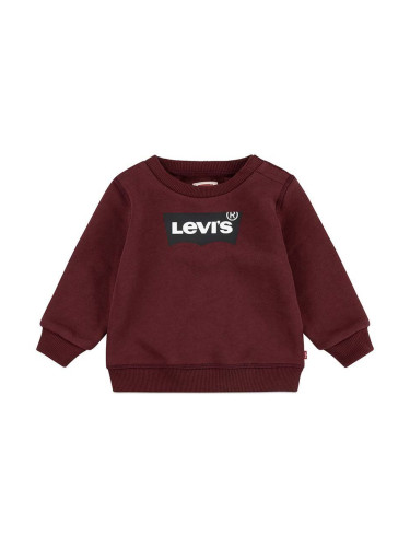 Бебешки суичър Levi's в кафяво с принт