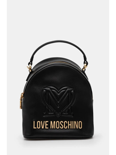 Кожена раница Love Moschino в черно малък размер с апликация JC4361PP0L