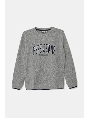 Детски суичър Pepe Jeans BAIN CREW в сиво с принт PB581623